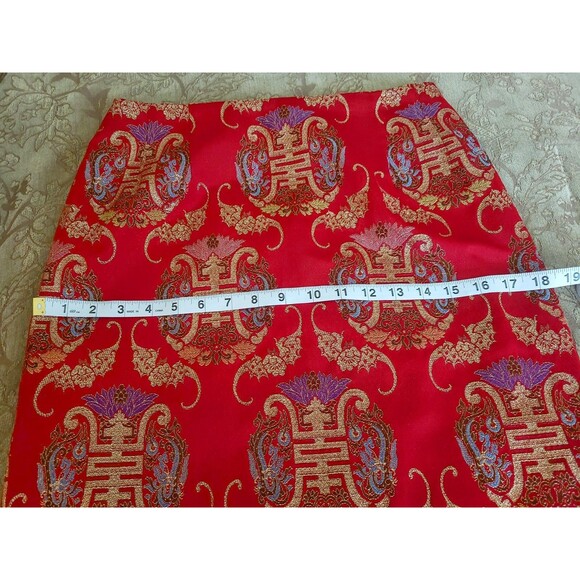 ALBERTA FERRETTI Red Brocade Pencil Skirt Luxurious Italian Designer Piece Sz 12 - Picture 10 of 11